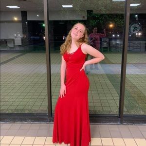 Long red dress